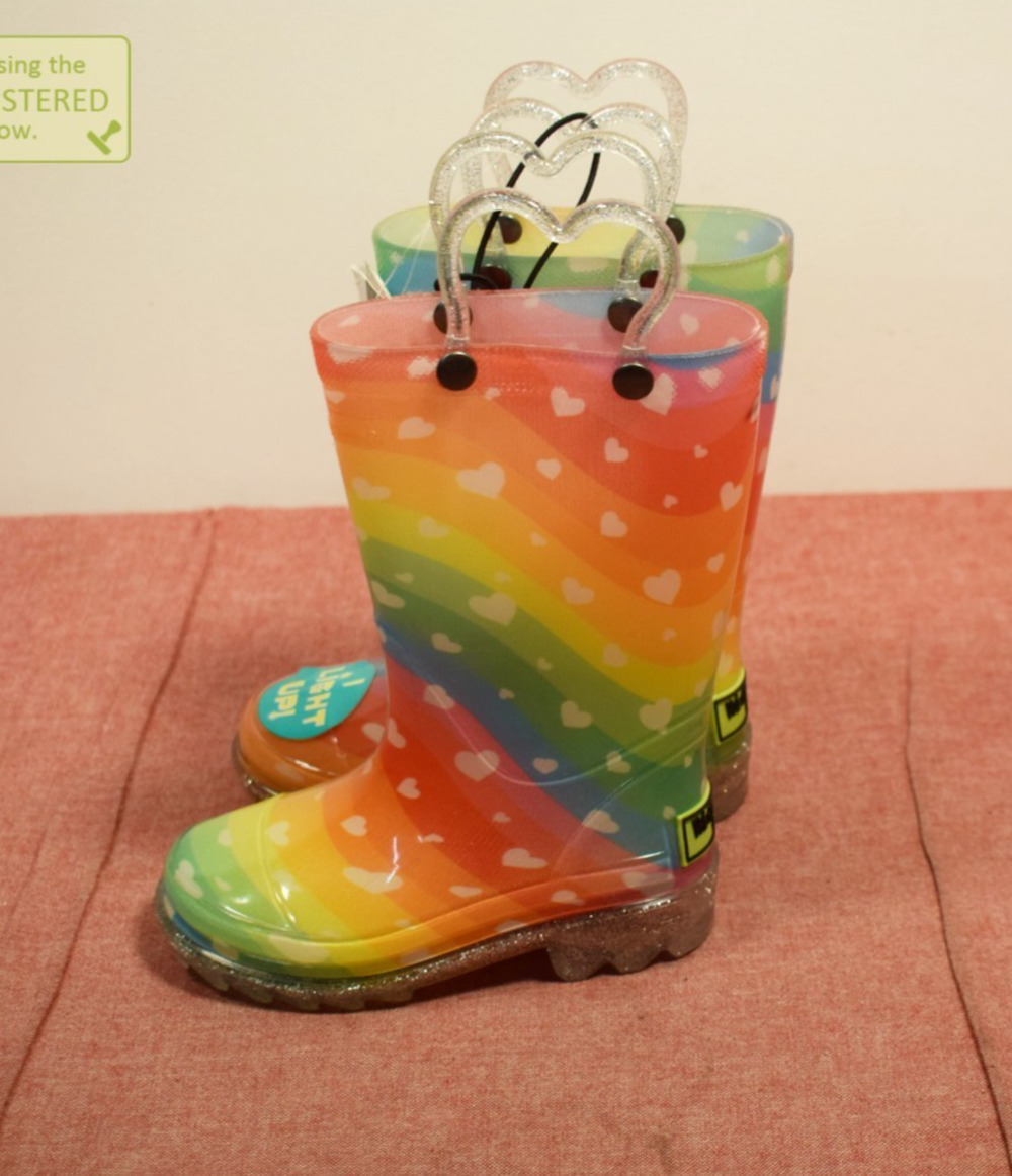 Western Chief Toddler Heart Waves Lighted Rain Boots Size 6